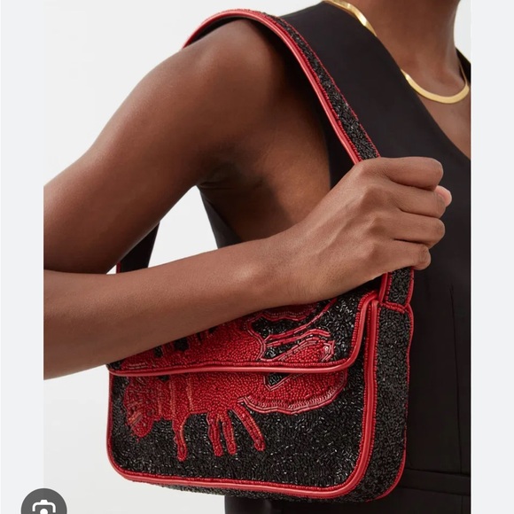 LIKE NEW STAUD Tommy Beaded Bag, Lobster - Picture 2 of 11